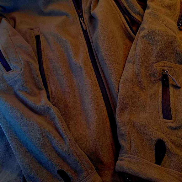 Tactical Series Men's Fleece Jacket Green Zipped Pockets Hooded Stretch Zipper L - Picture 8 of 9